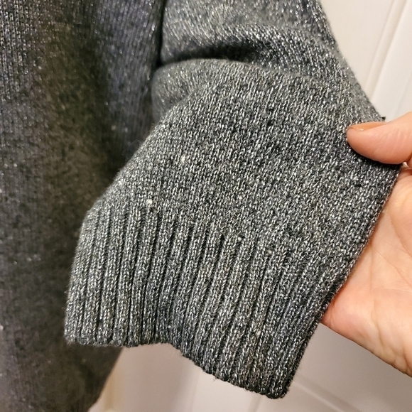 Charter Club Oversized CowlNeck Charcoal Gray with Silver Metallic Siz 2X - Picture 4 of 7
